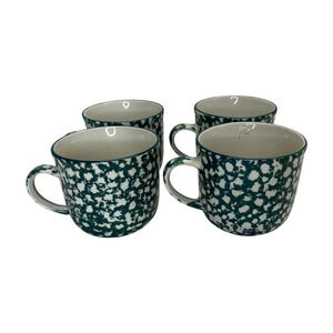 Folk Craft Apple by Tienshan Coffee Tea Mug Cup Set of 4 Spongeware Cabin Lodge